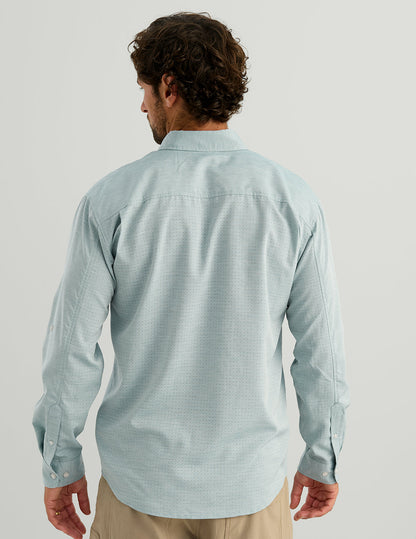 Huk Tide Point Heathered Ripstop Button-Down - Aqua Haze Heather