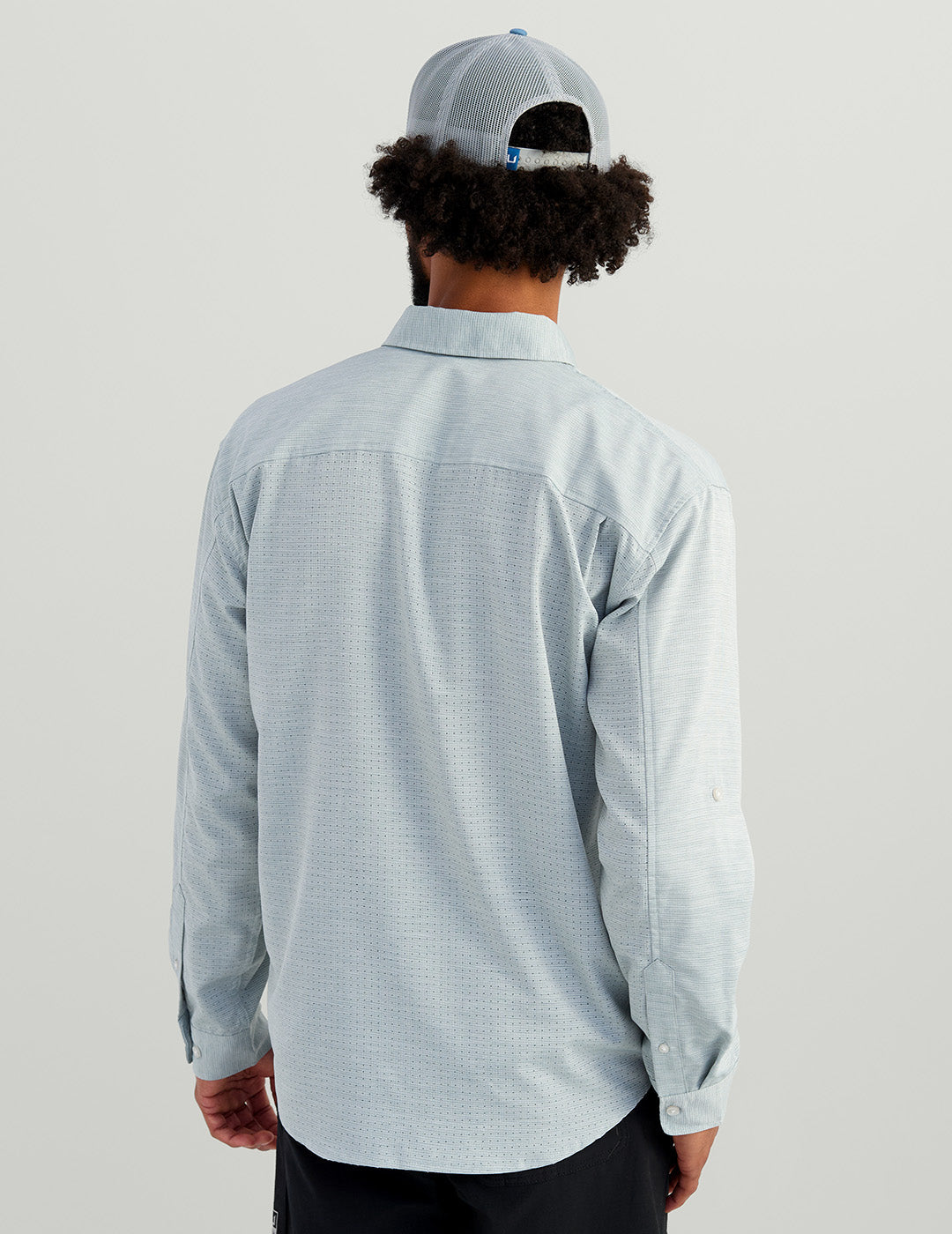 Huk Tide Point Heathered Ripstop Button-Down - North Atlantic Heather