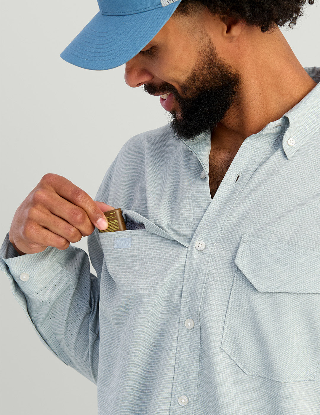 Huk Tide Point Heathered Ripstop Button-Down - North Atlantic Heather