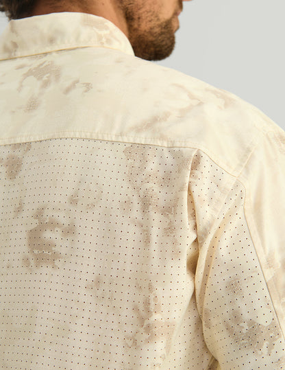 Huk KC Print Tide Point Button-Down - Egret Tideloom Camo