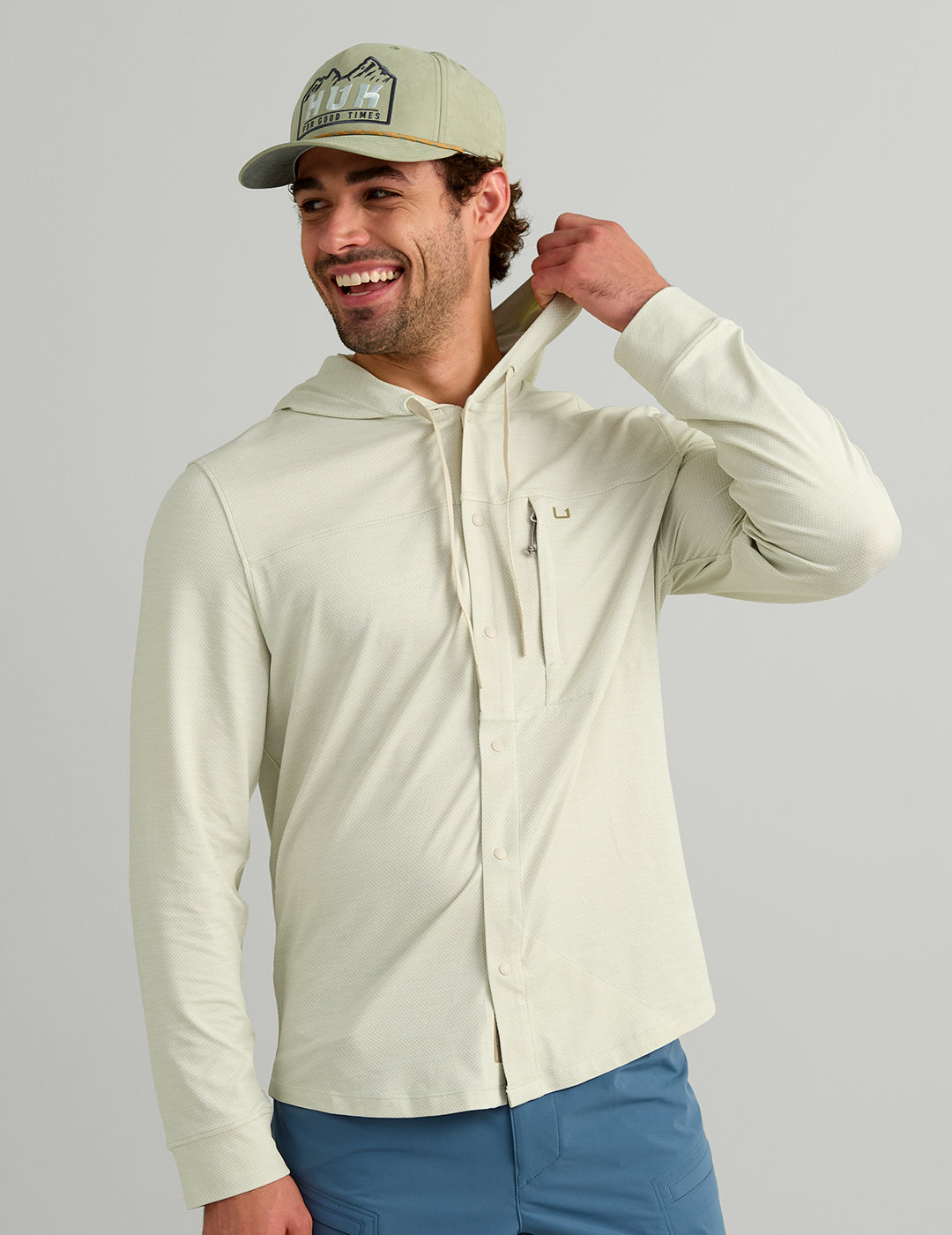 Huk Watershed Hoodie Shirt - Silver Birch Heather