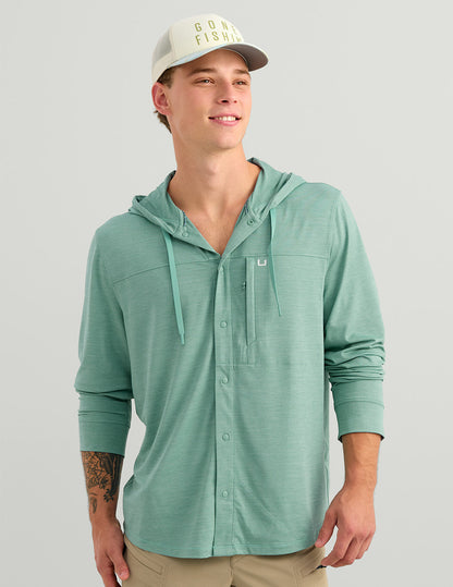Huk Watershed Hoodie Shirt - Mineral Blue Heather
