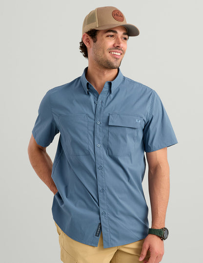 Huk Icon Short Sleeve Button-Down - Stormy Blue