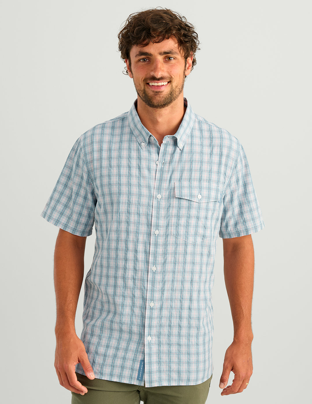 Huk Chatham Plaid Short Sleeve Shirt - Blue Shadow Plaid
