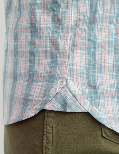 Huk Chatham Plaid Short Sleeve Shirt - Blue Shadow Plaid
