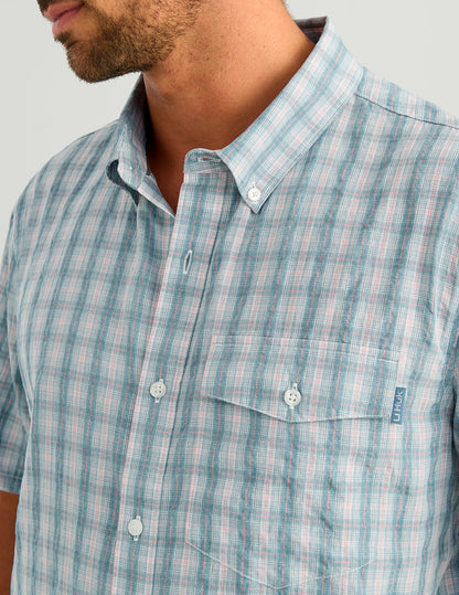Huk Chatham Plaid Short Sleeve Shirt - Blue Shadow Plaid