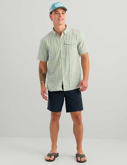 Huk Chatham Plaid Short Sleeve Shirt - Plantain Plaid