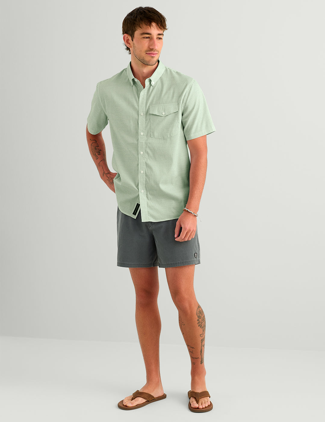 Huk Chatham Seersucker Shirt - Seagrass Seersucker