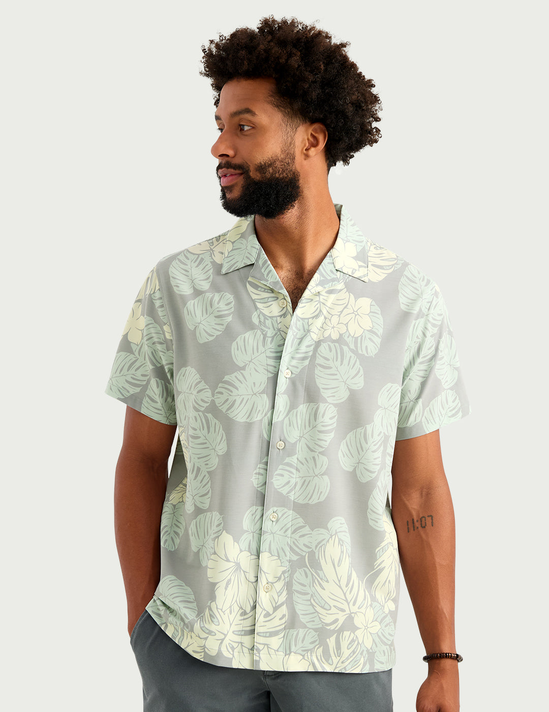 Huk Camp Shirt - Sharkskin Palm Leaf