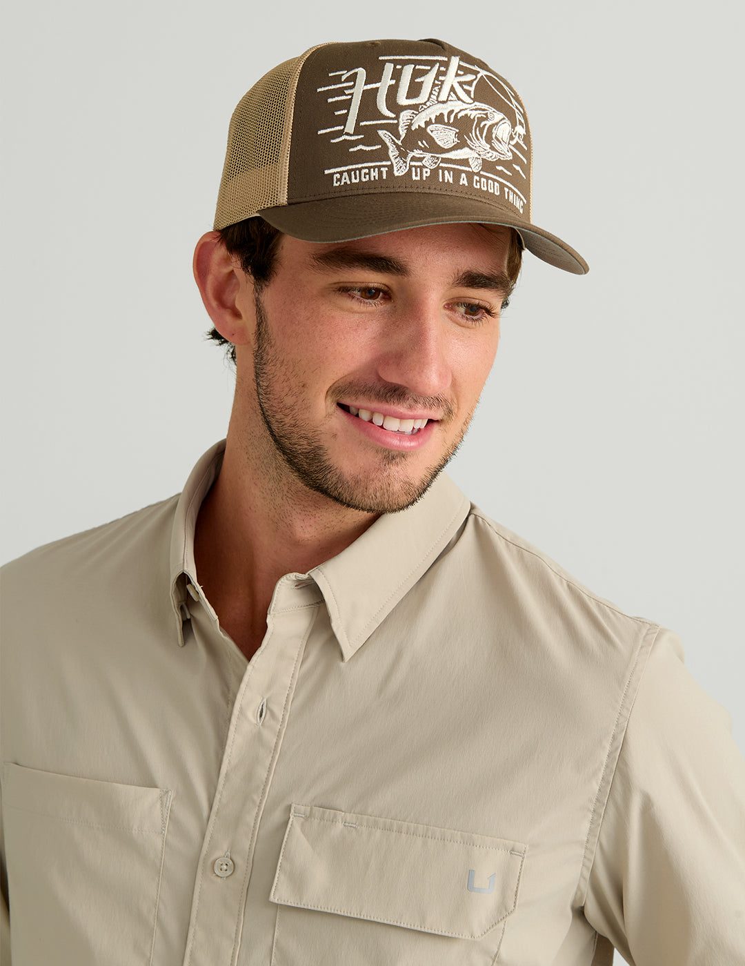 Huk Icon Button-Down - River Rock
