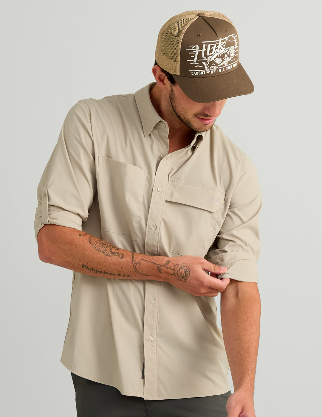Huk Icon Button-Down - River Rock