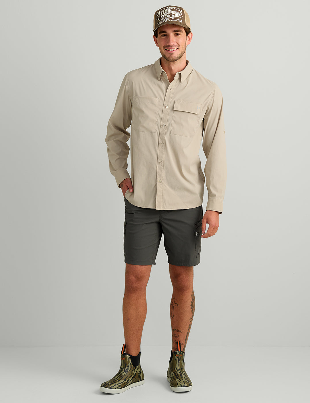 Huk Icon Button-Down - River Rock