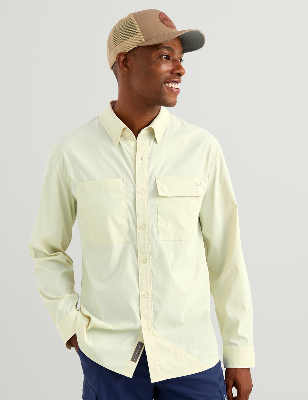 Huk Icon Button-Down - Pale Algae