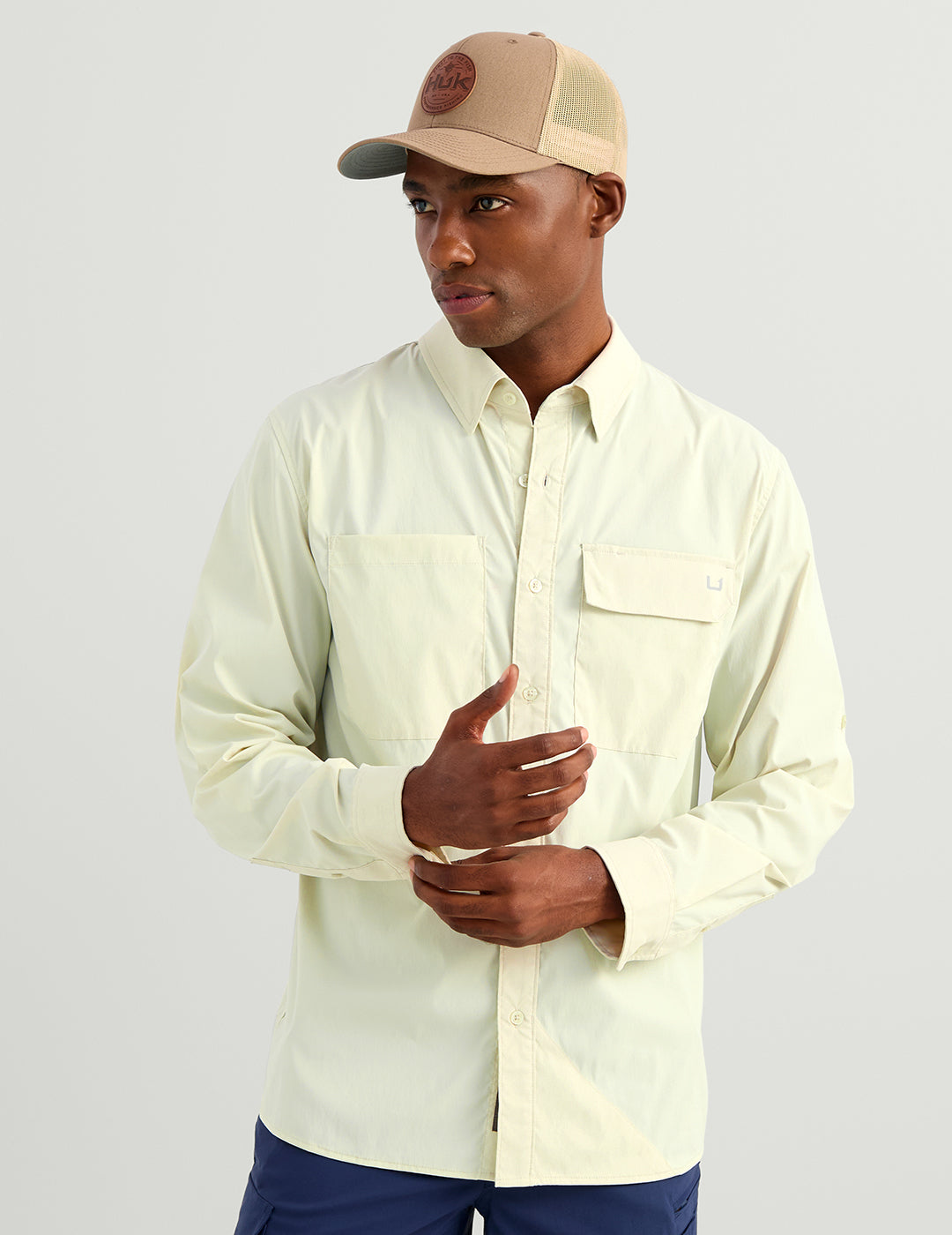 Huk Icon Button-Down - Pale Algae