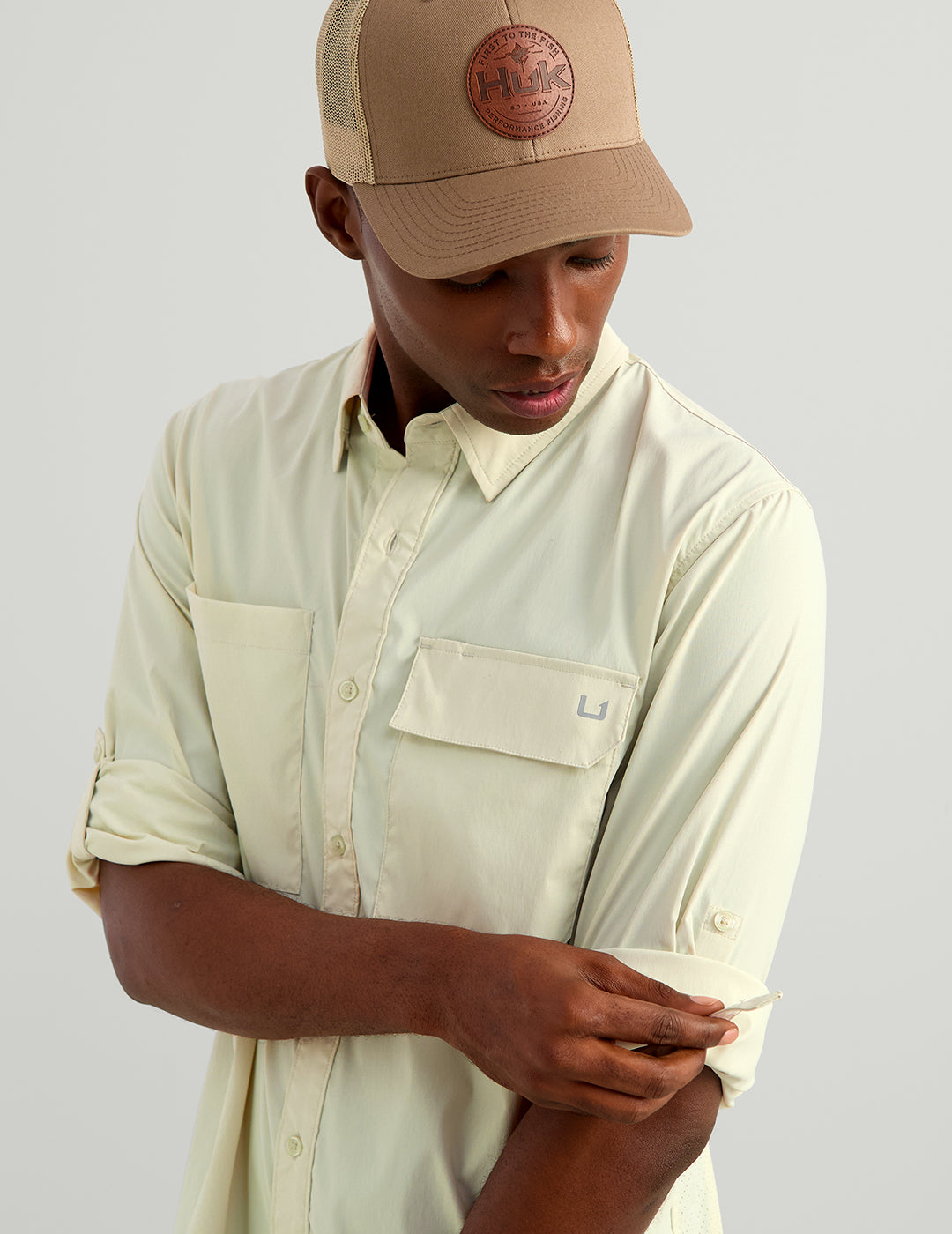 Huk Icon Button-Down - Pale Algae