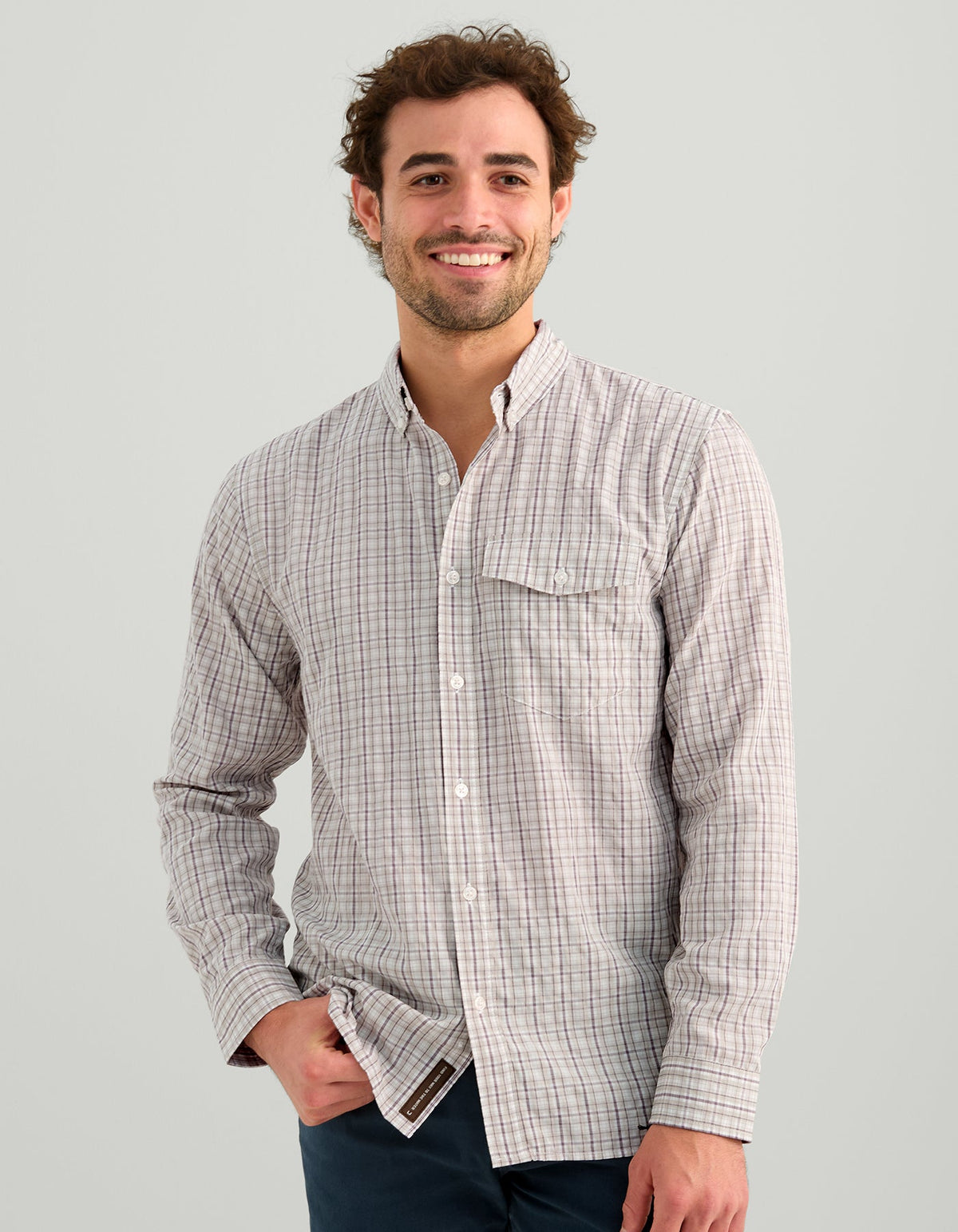 Huk Chatham Long Sleeve Button-Down - Seawall Stone Plaid