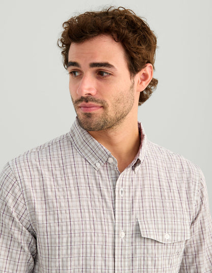 Huk Chatham Long Sleeve Button-Down - Seawall Stone Plaid