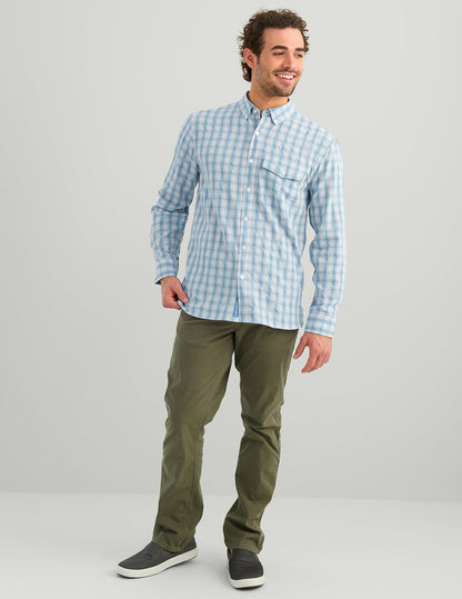 Huk Chatham Long Sleeve Button-Down - Blue Shadow Plaid