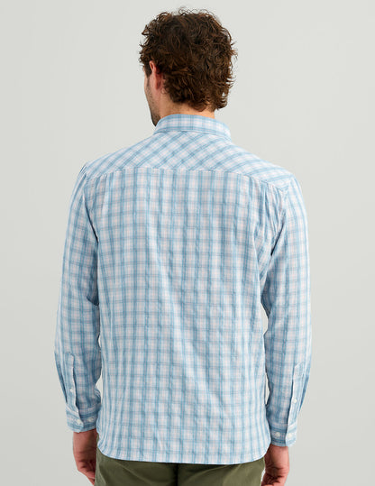 Huk Chatham Long Sleeve Button-Down - Blue Shadow Plaid