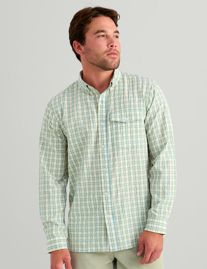 Huk Chatham Long Sleeve Button-Down - Plantain Plaid