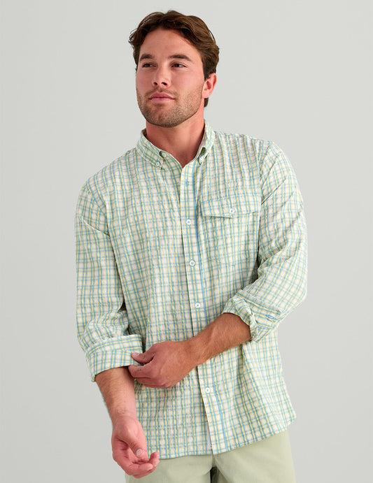 Huk Chatham Long Sleeve Button-Down - Plantain Plaid