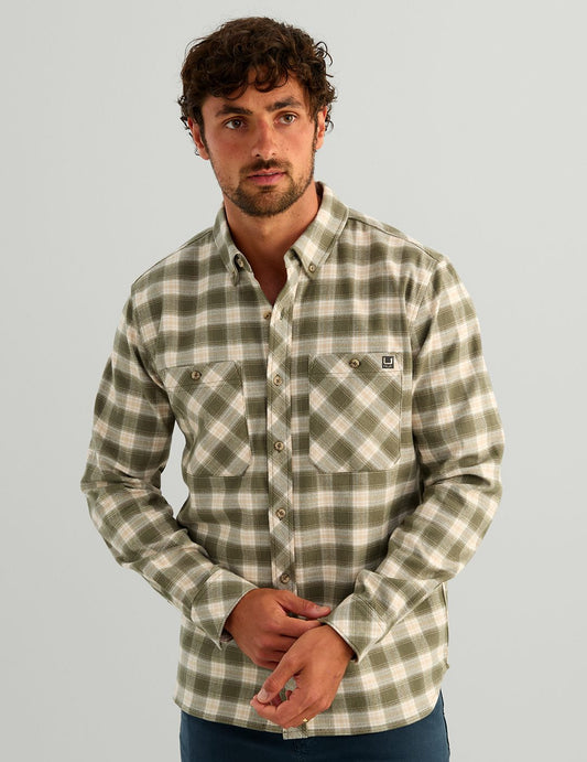 Huk Hanahan Long Sleeve Flannel Shirt - Moss Plaid