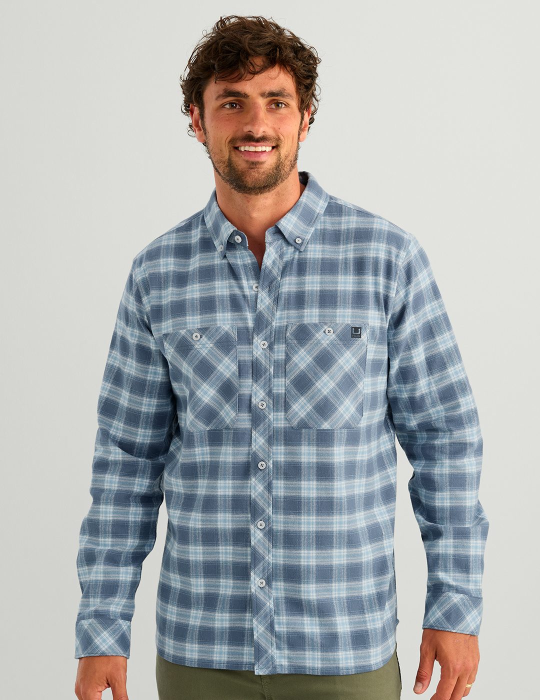 Huk Hanahan Long Sleeve Flannel Shirt - Stormy Blue Plaid