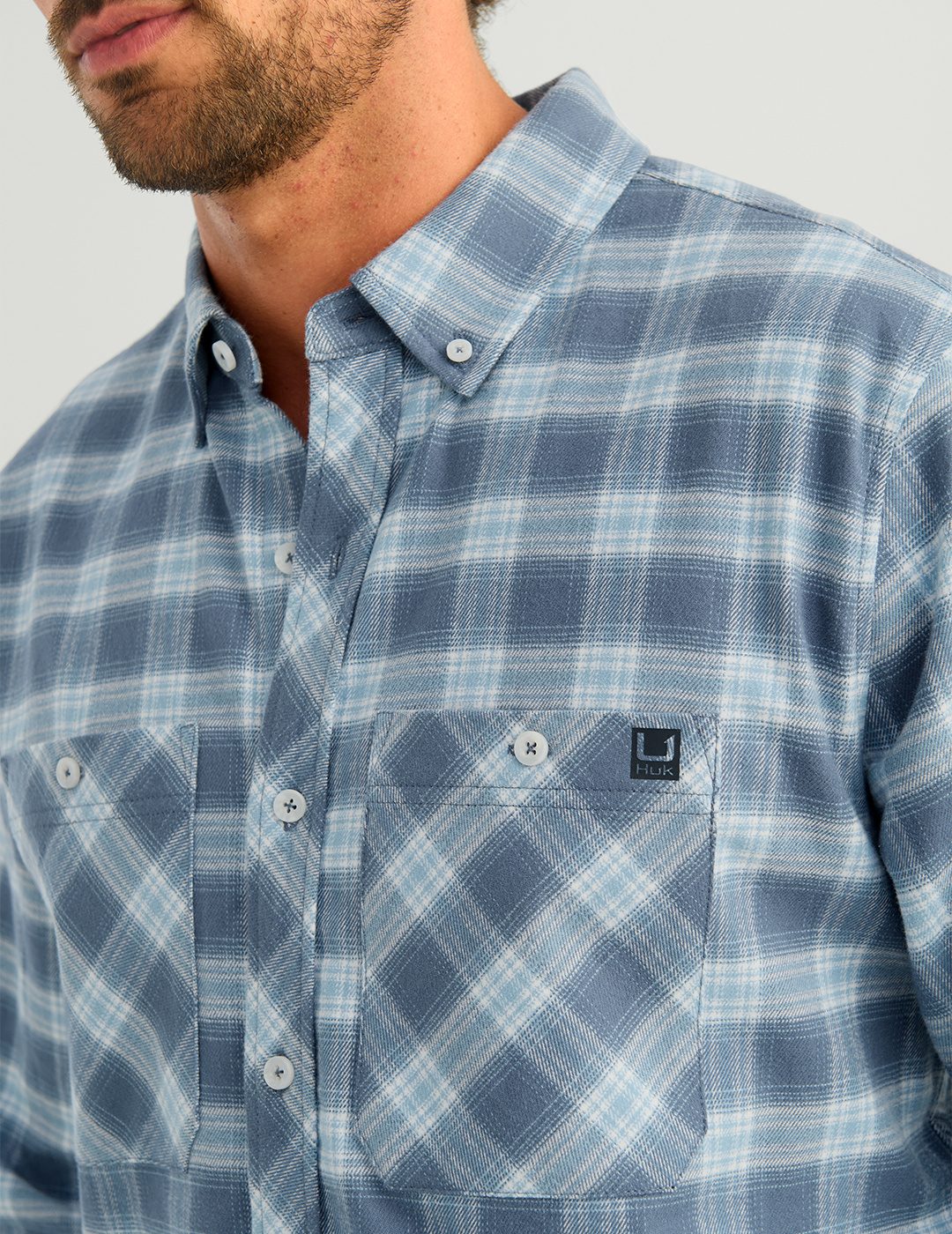Huk Hanahan Long Sleeve Flannel Shirt - Stormy Blue Plaid