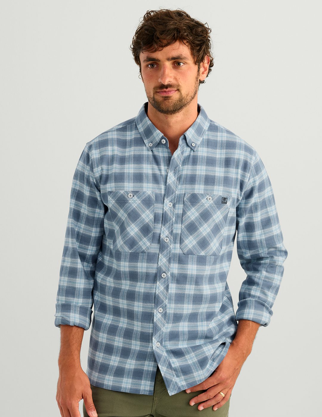 Huk Hanahan Long Sleeve Flannel Shirt - Stormy Blue Plaid