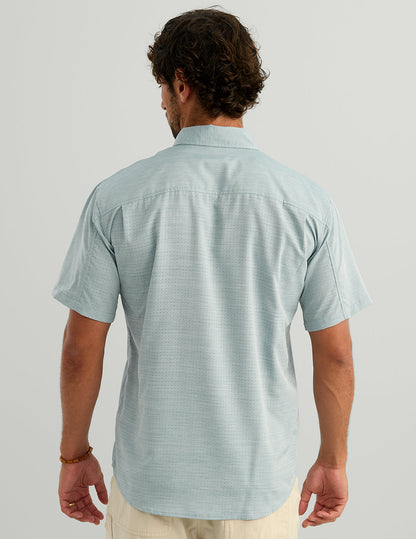 Huk Tide Point Heather Ripstop Short Sleeve Shirt - Aqua Haze Heather