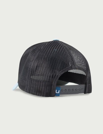 Huk Leather Patch Trucker Hat - Silver Blue