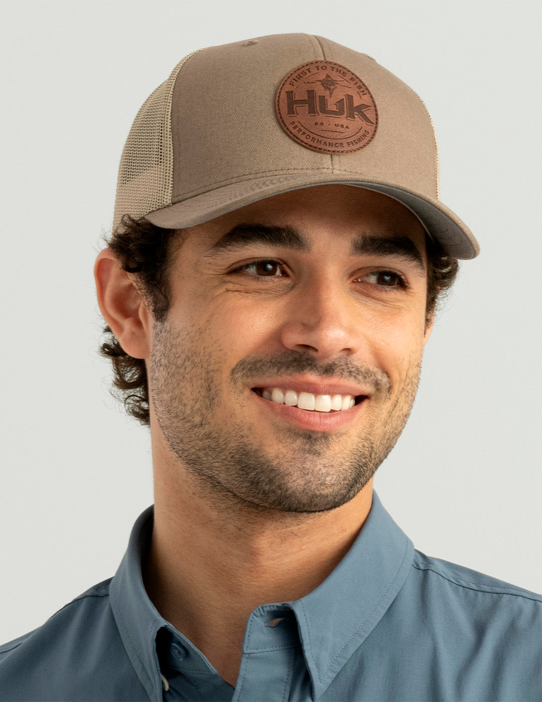 Huk Leather Patch Trucker Hat - Dock