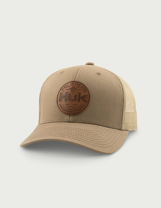 Huk Leather Patch Trucker Hat - Dock