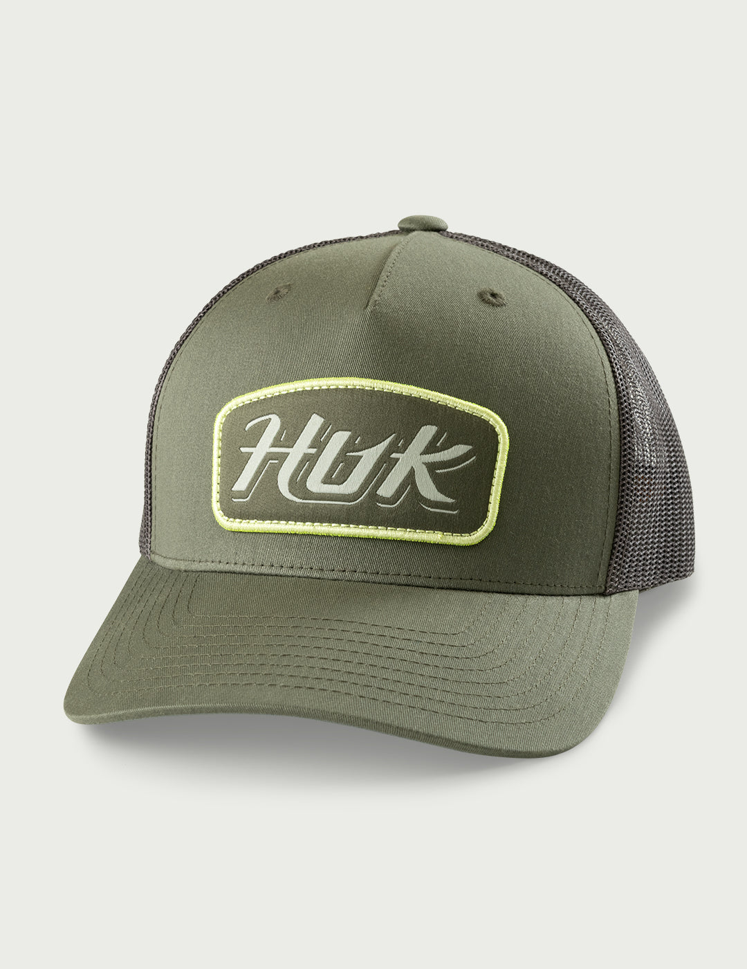 Huk Script Patch Trucker Hat - Moss