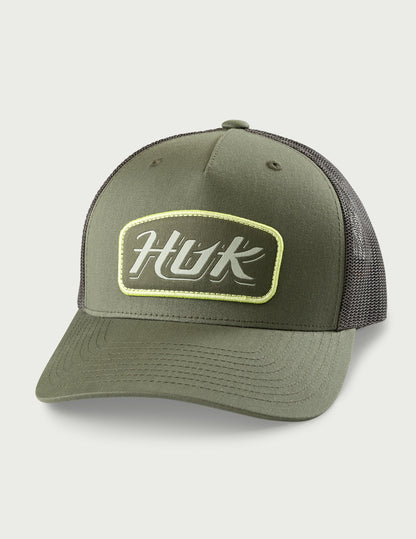 Huk Script Patch Trucker Hat - Moss