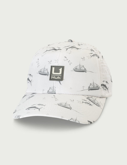 Huk KC Printed Performance Snapback Hat - Egret Gulf Coast