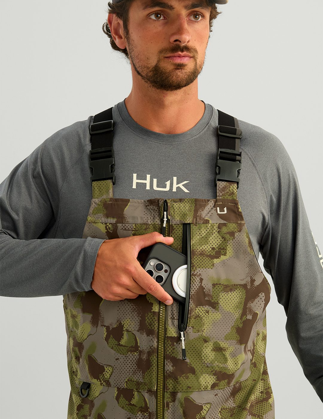 Huk Stormhaul Printed Bib - Grove Green Tideloom Camo