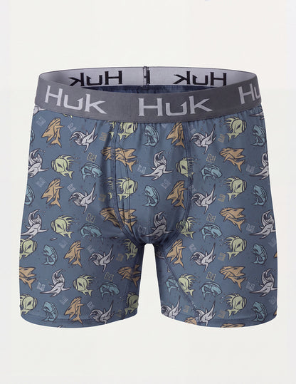 Huk Printed Boxer - Stormy Blue Fish Vibes