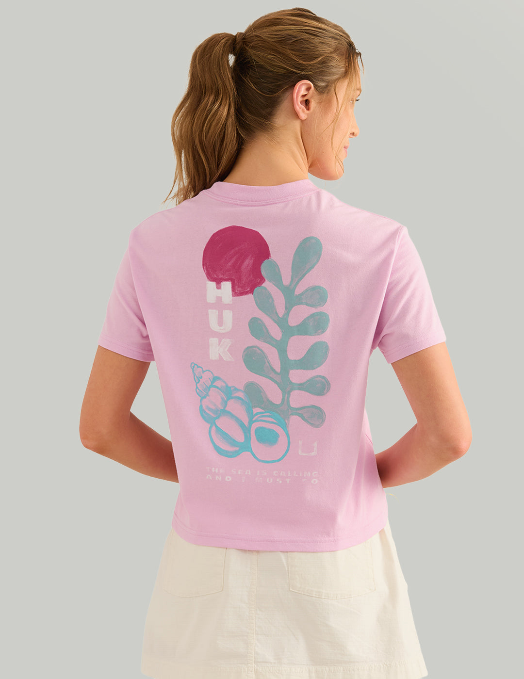 Huk Womens Sea Calling Pocket Tee - Oleander