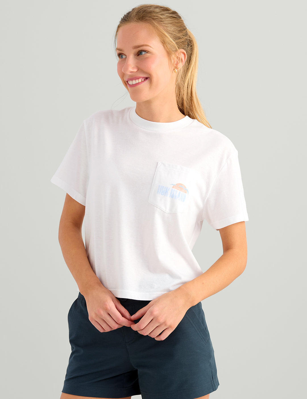 Huk Womens Local Pocket Tee - White
