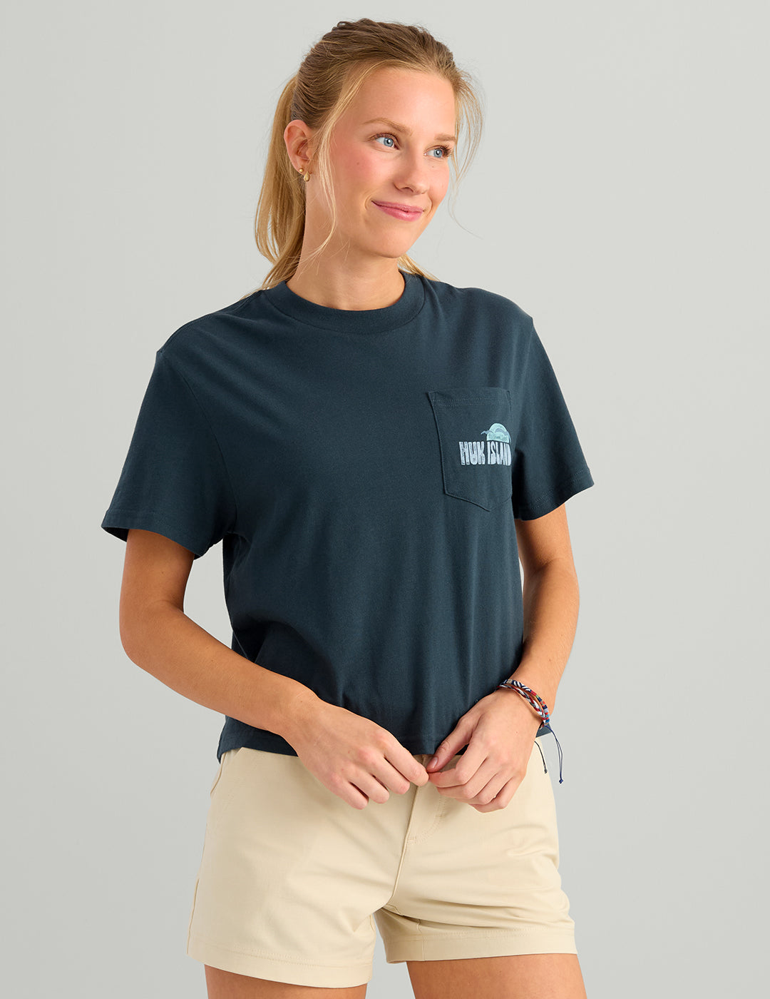 Huk Womens Local Pocket Tee - Sea Storm