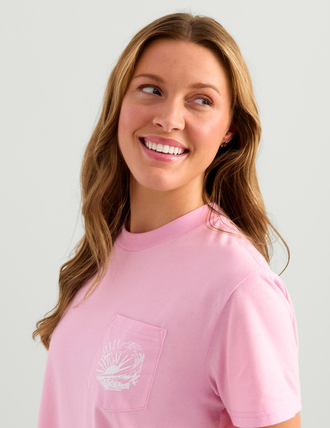 Huk Womens Raised on Waves Pocket Tee - Oleander