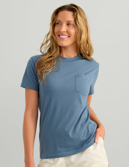 Huk Womens Ocean Palm Pocket Tee - Stormy Blue