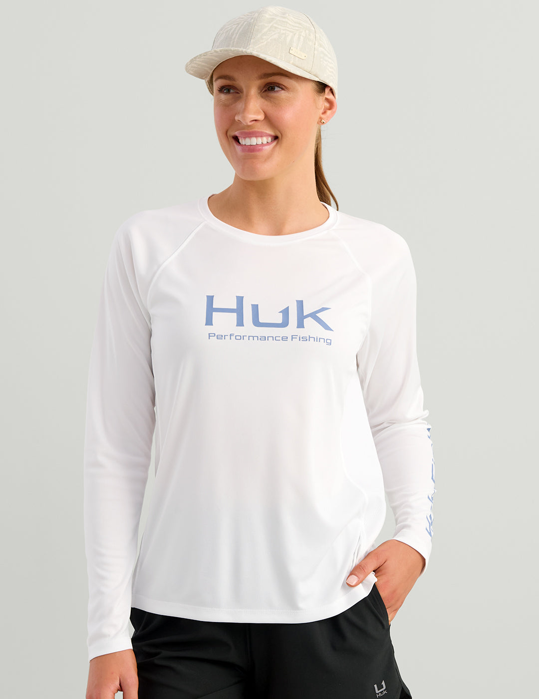 Huk Womens Pursuit Performance Crew - White