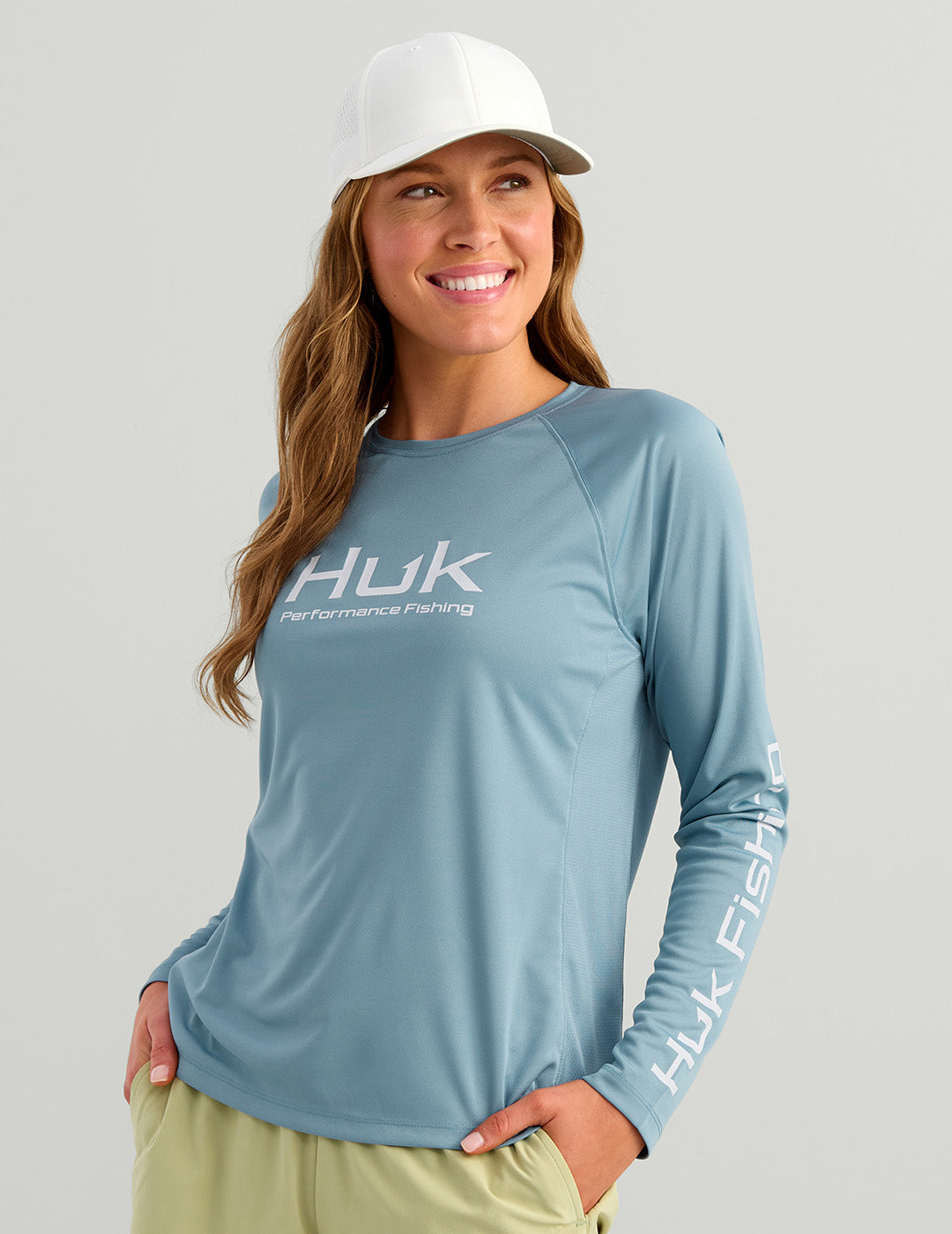 Huk Womens Pursuit Performance Crew - Blue Shadow