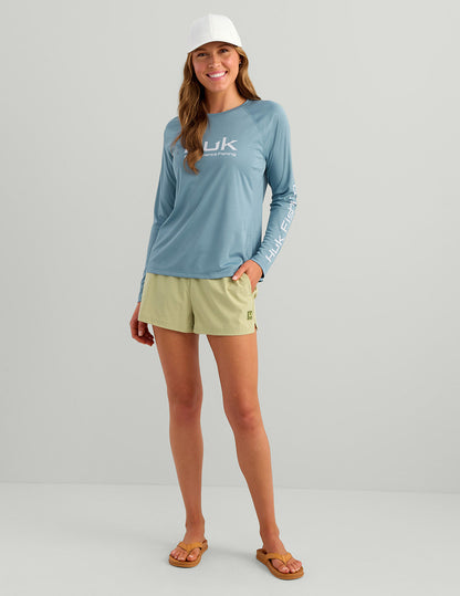 Huk Womens Pursuit Performance Crew - Blue Shadow
