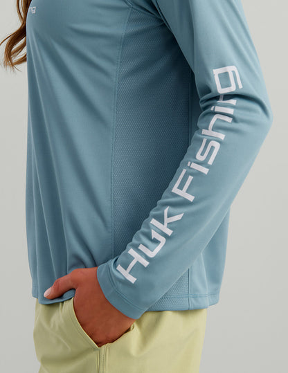 Huk Womens Pursuit Performance Crew - Blue Shadow