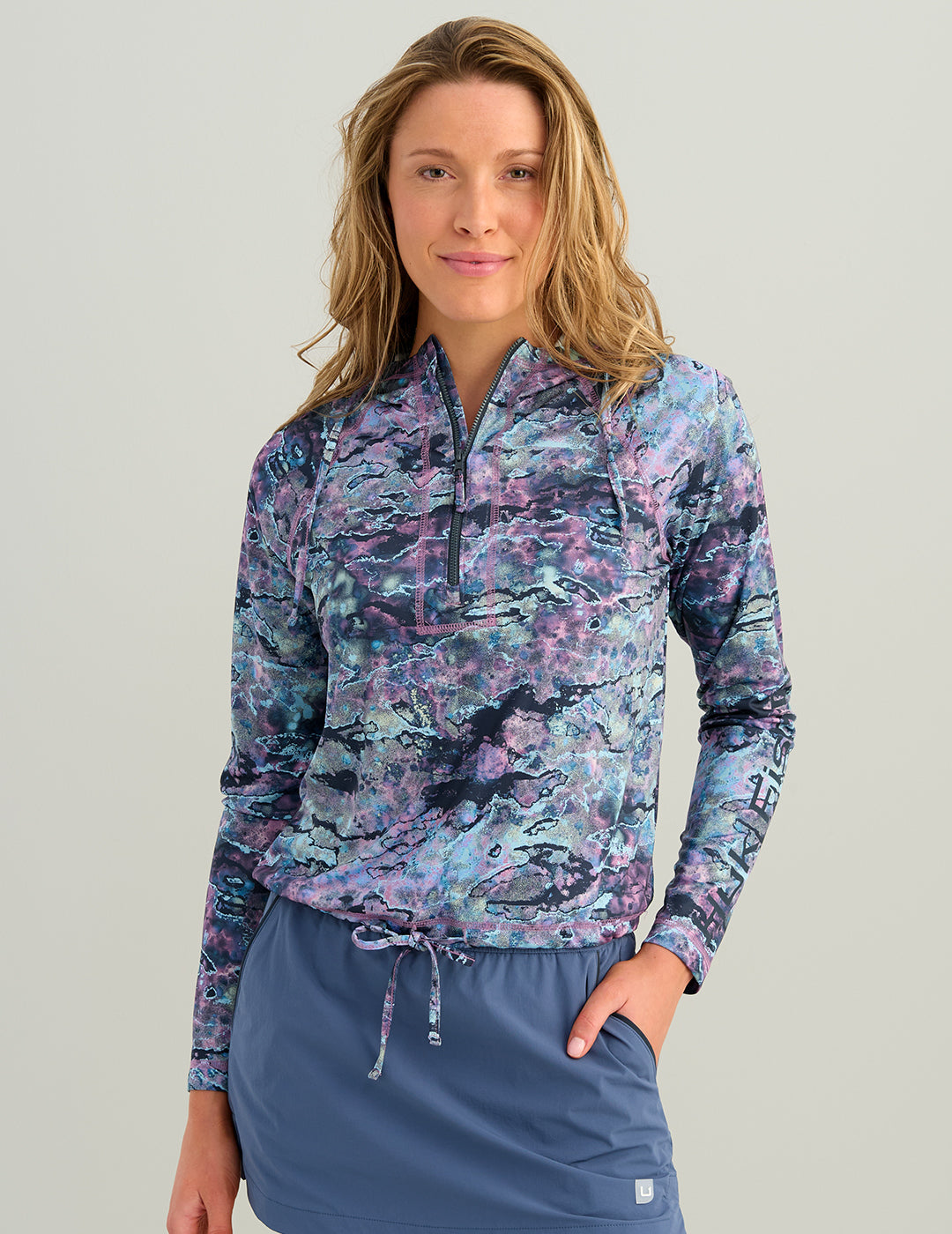 Huk Womens Pursuit Maren Hoodie - Coastal Wildflower Moonscape