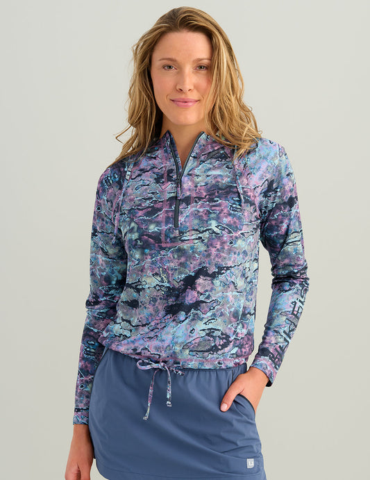 Huk Womens Pursuit Maren Hoodie - Coastal Wildflower Moonscape