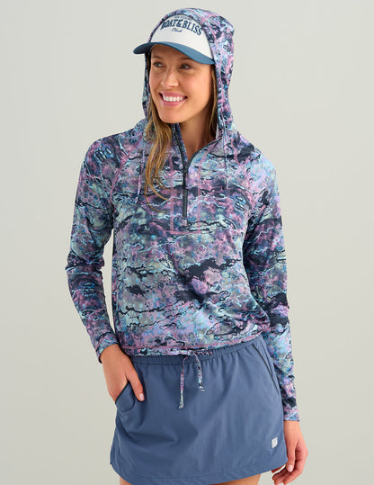 Huk Womens Pursuit Maren Hoodie - Coastal Wildflower Moonscape
